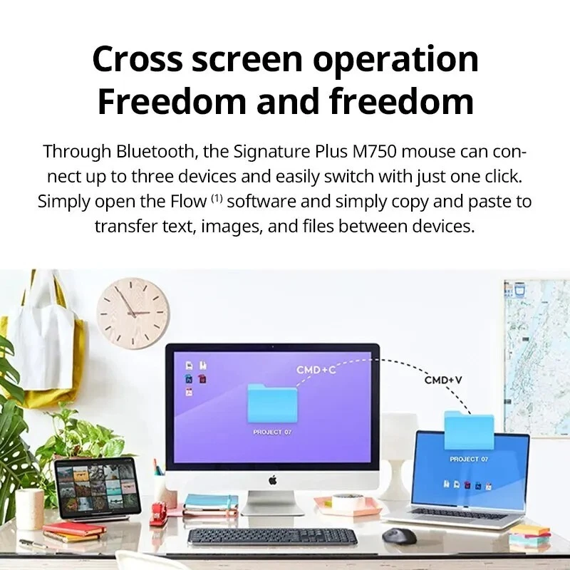 LOGITECH Wireless Mouse M750 M750L Bluetooth Optical Slim Mice 2.4GHz USB Laptop - Image 4 of 4