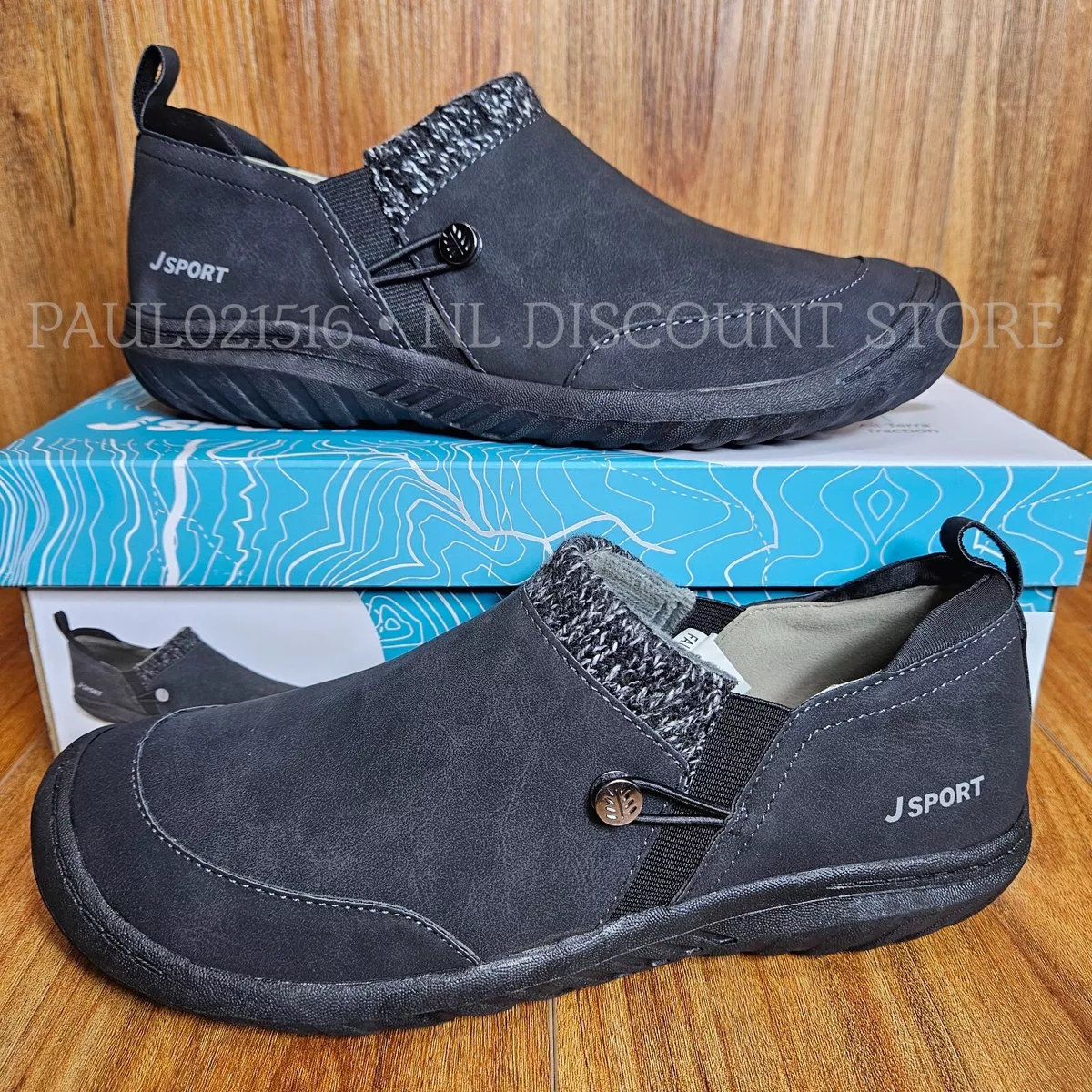 JSPORT Women s Alice Cozy Faux Fur Slip On Shoes Black