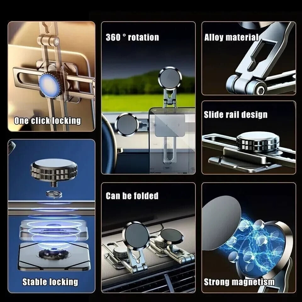 Magnetic Car Mount Holder Stand Dashboard 360° Rotating Cell Phone Universals