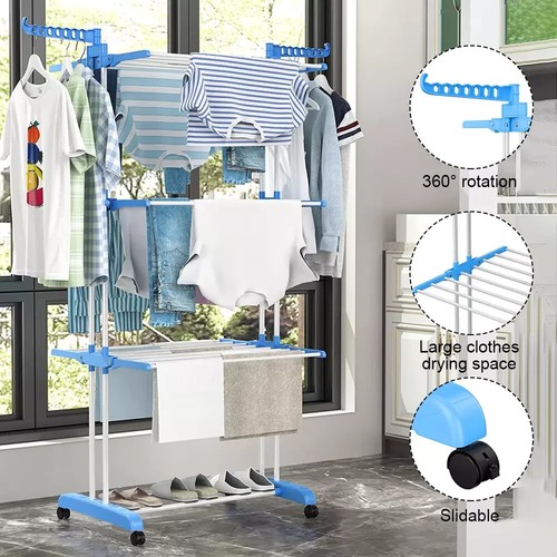 Faltbarer Wäscheständer Trockner Wäschestange Aufhänger 4 Etagen Indoor Outdoor - Bild 24 von 26