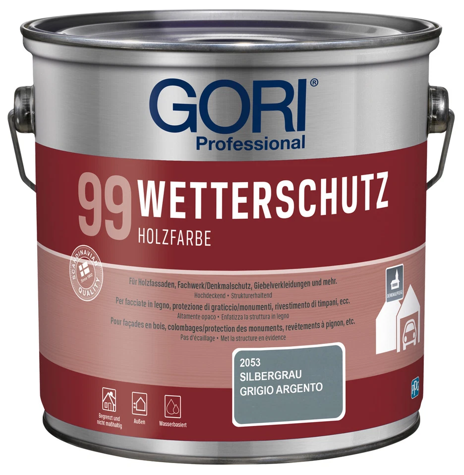 GORI 99 Wetterschutz Holzfarbe 2,5 L Silbergrau 2053