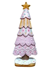 Lilac Pink Tiered Sprinkles Candy Icing Sugar 15" Resin CHRISTMAS TREE New NWT