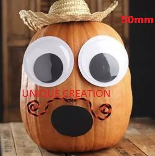 50mm Joggle Moveable Black Eye Wiggly Google Googly Eyes Craft Stick On Adhesive - Picture 1 of 19