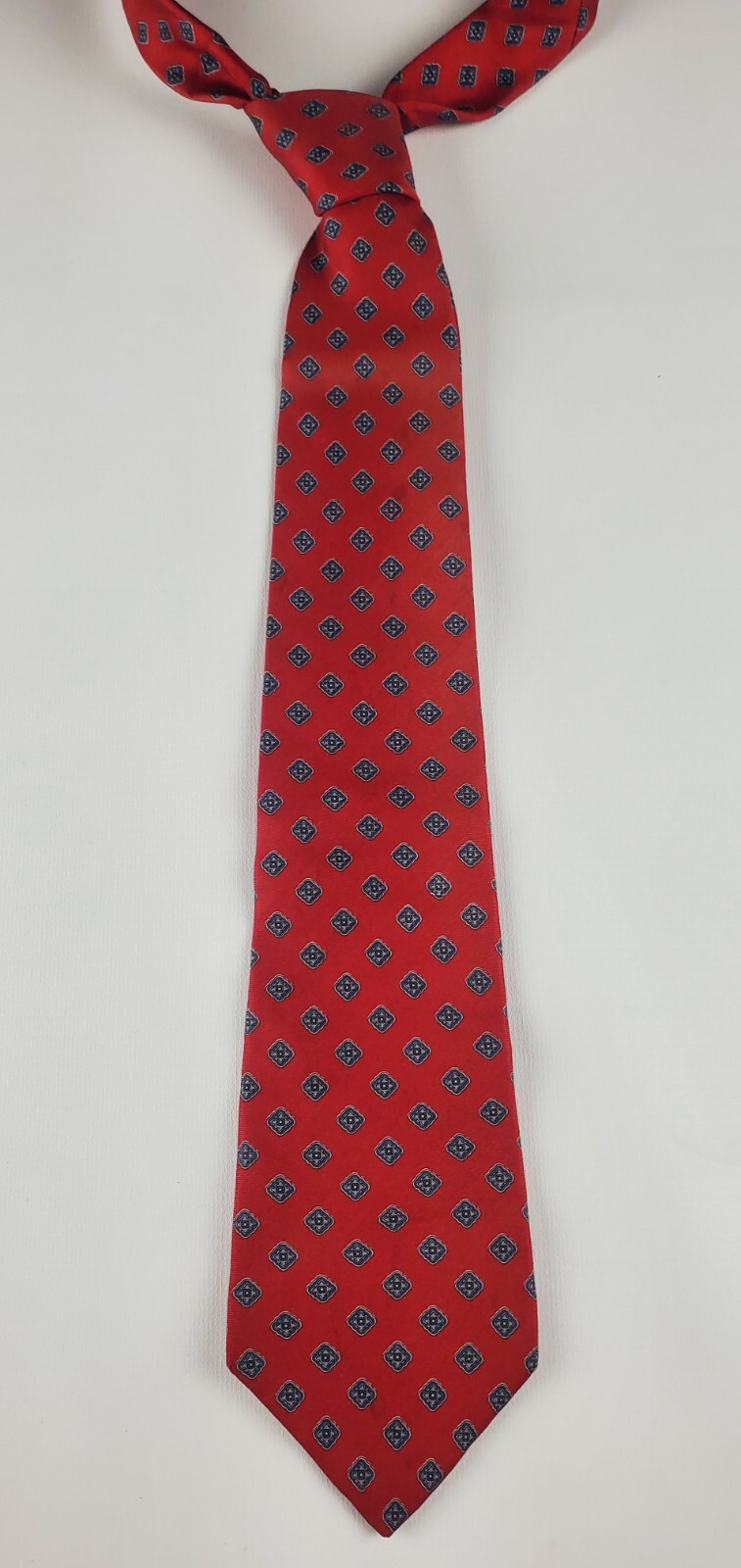 Christian Dior Men's Tie Geometric Red Silk Career 54… Gem