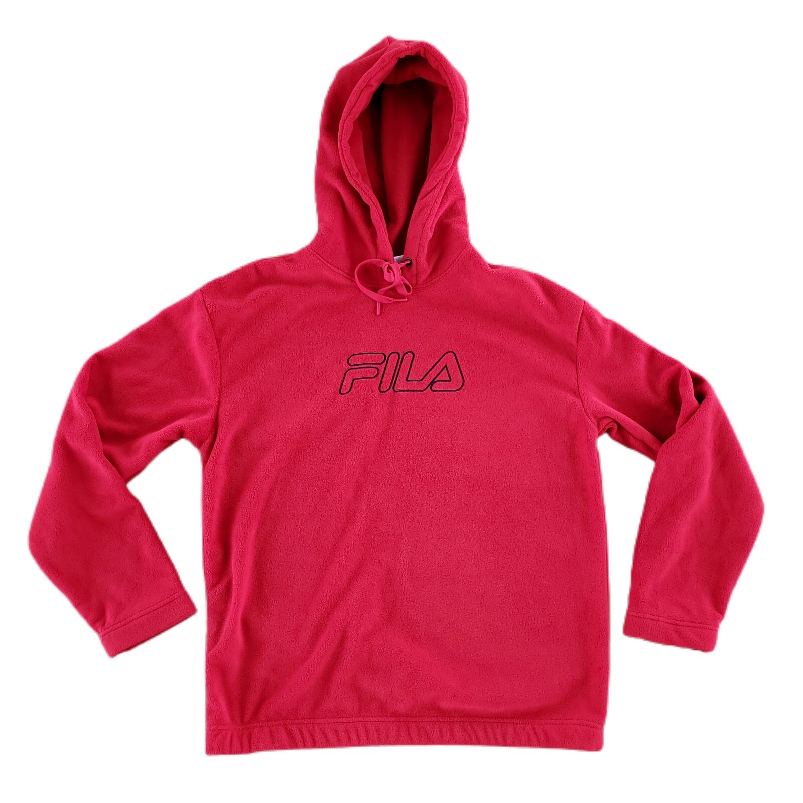 Felpa con cappuccio uomo Fila taglia small rossa grafica pile polare nuova con etichetta