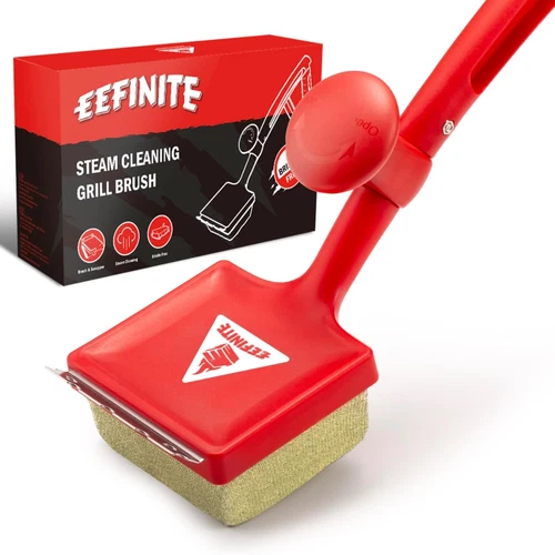 BBQ Grill Brush Cleaner – Steam Cleaning with Scraper & Sponge, No Wire Bristles
