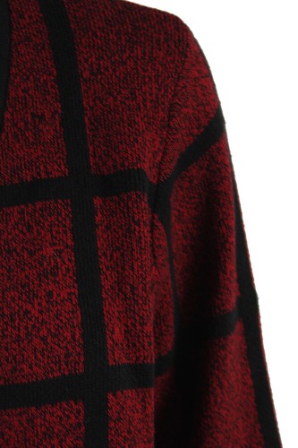 Charter Club Rojo Negro Windowpane-Pattern Abierto Delante Cárdigan - Imagen 3 de 3