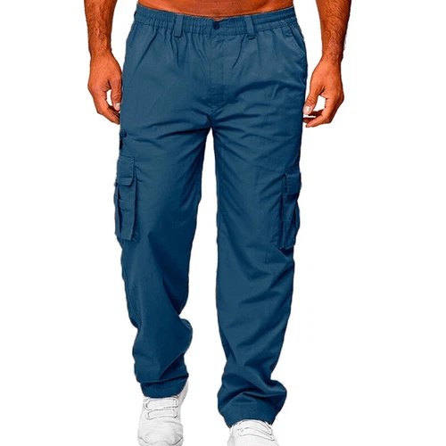 Mens Lightweight with Pockets Bottoms Men Leisure Elastic Waist Cargo Pants - Picture 10 of 47