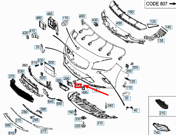 MERCEDES-BENZ CLA C117 Frontstoßstangenabdeckung Zierkappe A1768840000
