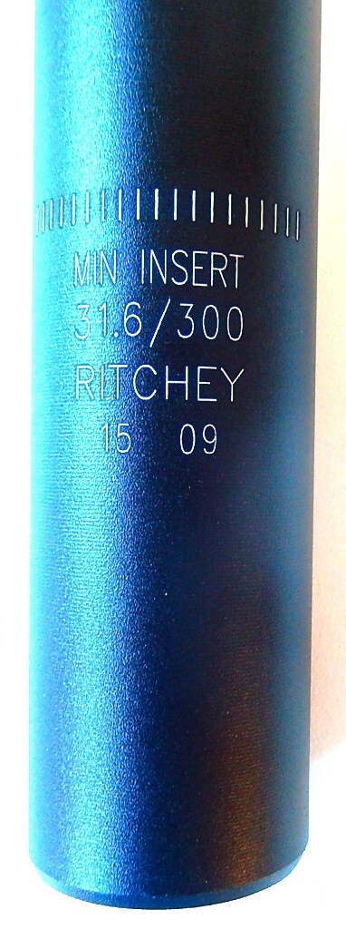 Tige De Selle Ritchey Aluminium 31.6 X 300mm - Noire - Neuve