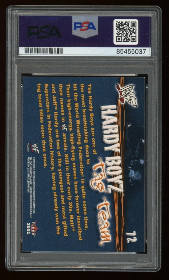 Tarjeta firmada por Fleer de Matt + Jeff Hardy PSA/DNA 2001 automática firma artística WWE TNA Foto 2 de 2