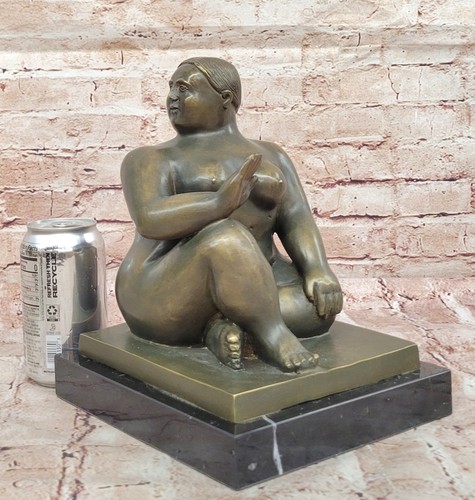 Fernando Botero Bronze Female Figure Plump Woman Sculpture with Marble Base Gift - Picture 2 of 10