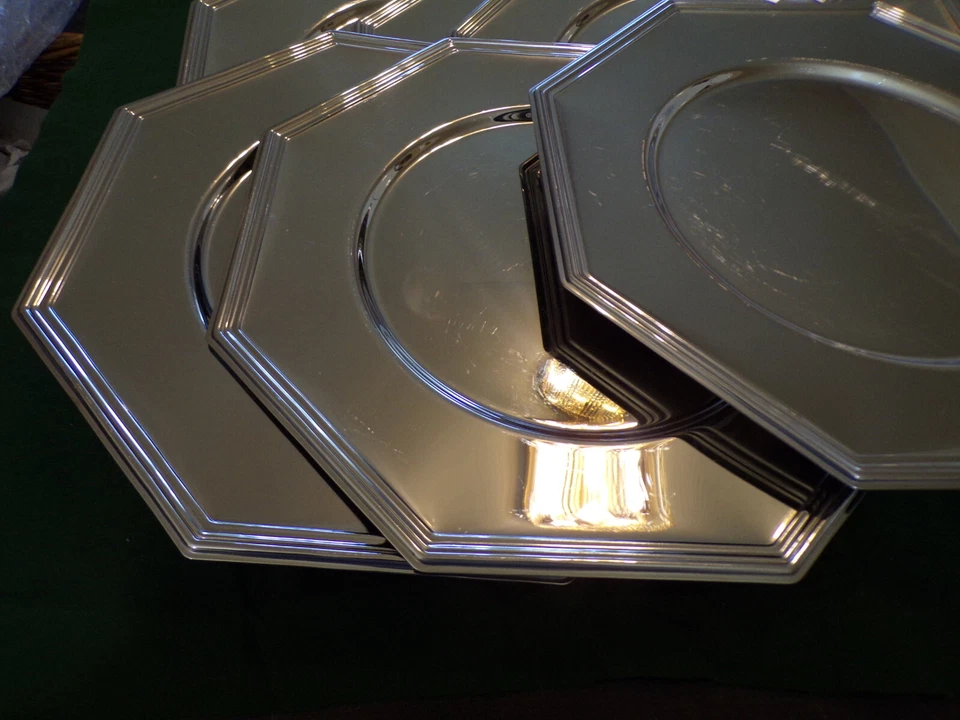 WMF Satz große schwere Platzteller achteckig für 6 Personen in Cromargan TOP! - Bild 2 von 4