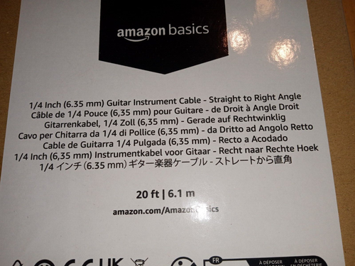 Amazon Basics 1/4 Inch Right-Angle Instrument Cable - 20 Foot (Black) - Picture 8 of 8
