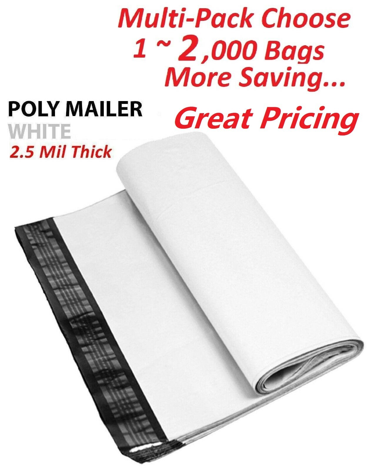ValueMailers 12x15.5 Inch Poly Mailers - Pack Of 2000, 2 Mil Thick, Self-Sealing Shipping Envelopes | Lightweight & Water-Resistant 6 thumbnail image