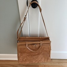Vintage Tooled Leather Bag, Tooled Leather, Purse, Briefcase, Vintage Leather
