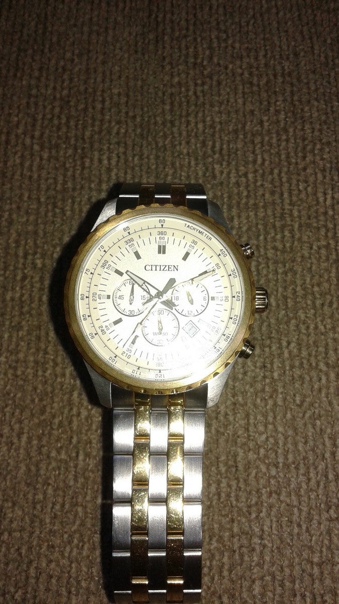 CITIZEN CHRONOGRAPH/DATE MEN WATCH 44MM QUARTZ TWO TONE View 2