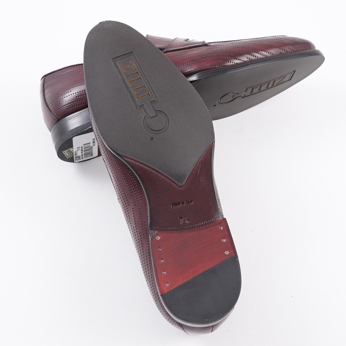 Zilli Suede Calf Loafers Burgundy Size 9.5 (Never Worn) - BRAND NEW Zilli Burgundy Calf Leather Loafer with Punched Details 8.5  main image 3