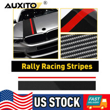 5d Carbon Fiber W Red Rally Stripes Racing Car Body Front Hood Decal For Bmw