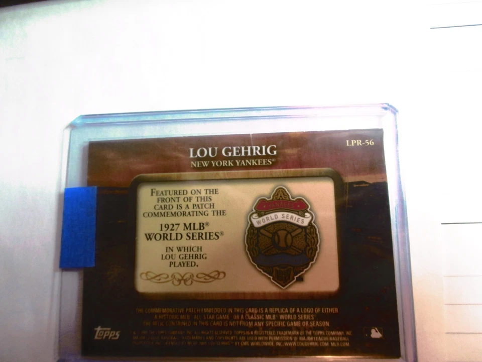 (2) 09 Topps Lou Gehrig / 1927 World Series lpr  Legends Commemorative Patch - Image 3 of 4