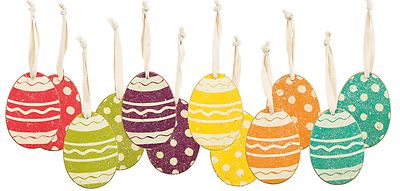 NEW!~Wood Chevron Stripe Polka Dot Easter Egg Ornament~Set of 6~Plaque/Tree