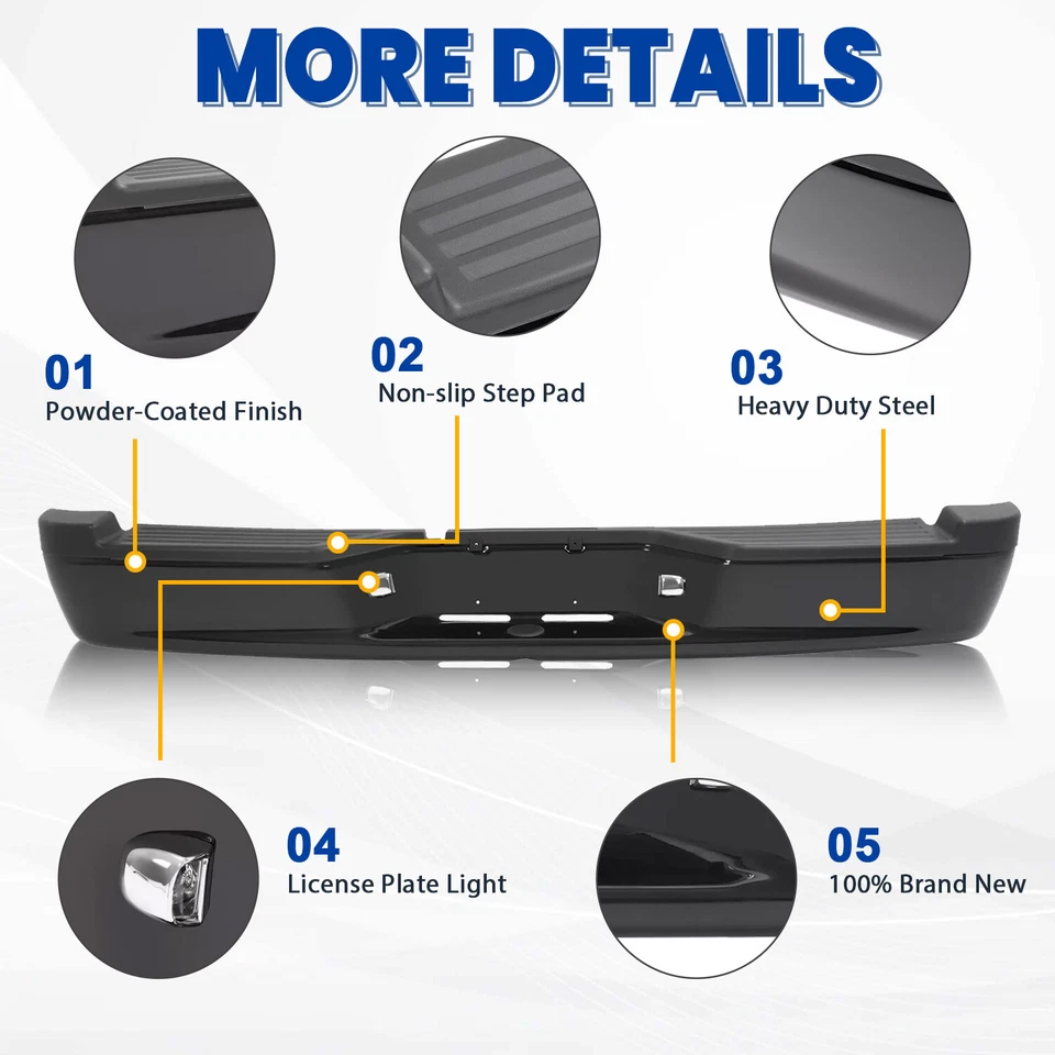 Black Steel Rear Step Bumper w/ Brackets Assembly For Dodge Ram Dakota 2005-2011 Foto 2 de 4