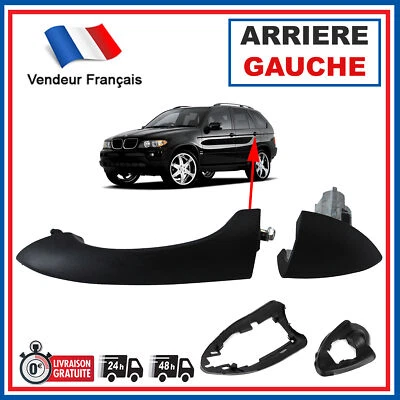 Poignee Exterieure NOIRE de Porte ARRIERE Gauche pour Bmw X5 E53 1999-2006 - Photo 1/4