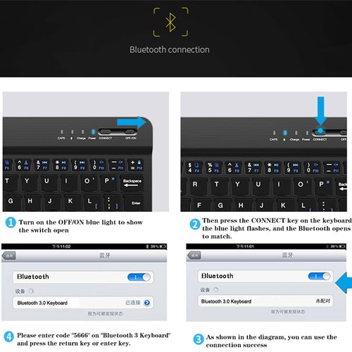 UK Rechargeable Bluetooth Wireless Keyboard USB For Laptop Android IOS Tablet PC - Picture 7 of 12