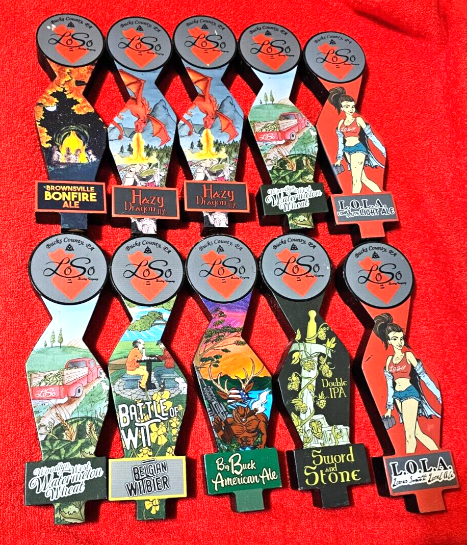 Rare Loso Brewing Co. Bucks County PA. Lot Of 10 Beer Tap Handles