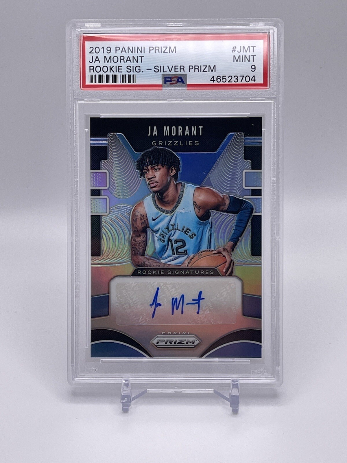 2019-20 PANINI PRIZM JA MORANT SILVER AUTO RC ROOKIE SIGNATURES PSA 9 MINT