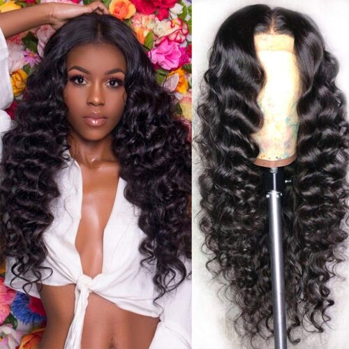 Human Hair Lace Front Wig Loose Deep Wave 13×4 Lace Frontal Wig for Women
