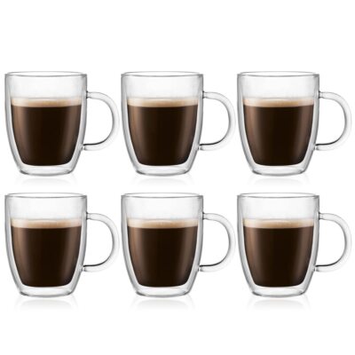 Bodum Bistro Coffee Mug 10 Ounce 6-Pack Clear
