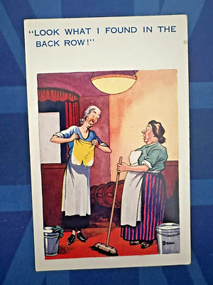 Freche Comic Postkarte 40er Jahre Bilder Kino Schlüpfer LOOK I FOUND IN THE BACK ROW