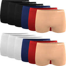 6  Damen Boxershorts Slips Panty Hot Pants Hipster Unterwäsche uni 3007 Seamless
