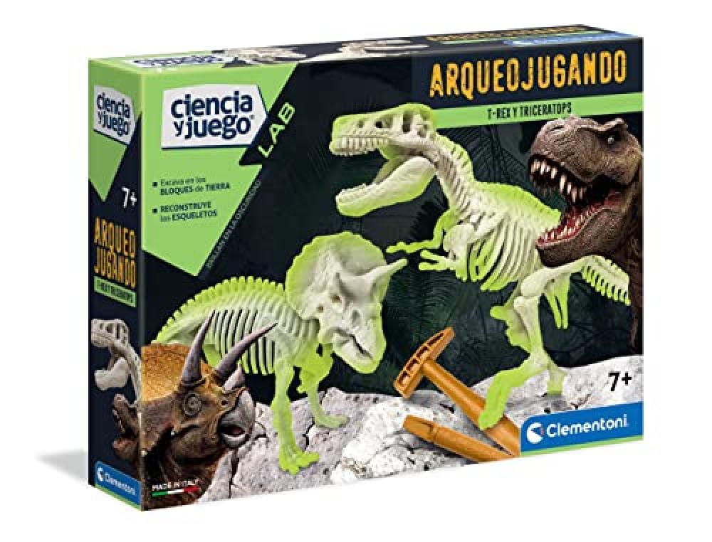 (TG. 35.1 x 26.2 x 7.4) Science and Play Gioco Archeologico T-Rex e Triceratopi