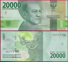 INDONESIA 20,000 RUPIAH 2016 UNC EEU,SEA TURTLE SWIMING NEAR DERAWAN ISLANDS IN
