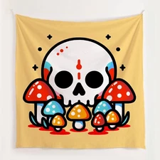 Trippy skull tapestry wall hanging