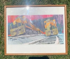 GENERAL LOCOMOTIVE TRAIN ART PRINT READING LINES ELECTRO-MOTIVE DIVISION GM