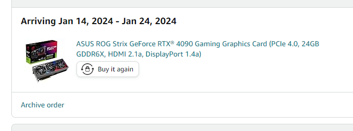  ASUS ROG Strix GeForce RTX® 4090 OC Edition Gaming Graphics  Card (PCIe 4.0, 24GB GDDR6X, HDMI 2.1a, DisplayPort 1.4a) : Electronics