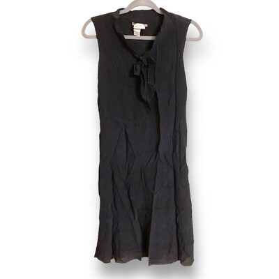 isabella bird silk dress Isabella Bird Vintage Sleeveless V Neck Ruffle Bow Silk Midi Dress, Black,  Sz 4