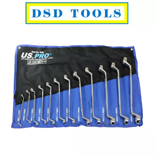 US PRO Tools 12 Piece Double Offset Ring Spanner Set 6 32mm