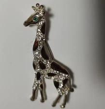 Vintage 1935-1950 Rhinestone And Enamel Giraffe Brooch Or Pendant
