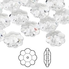 Bead, 12 Swarovski Clear Crystal 12x4mm Margarita Lochrose Flower  3700 