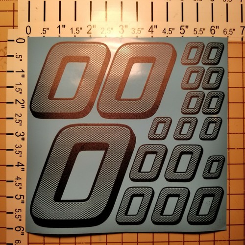Carbon Fiber Cascade Blue #0's Racing Numbers Vinyl Decal Sheet 1/10-1/12 slash - Picture 2 of 11
