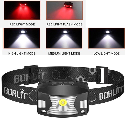 USB Rechargeable LED Headlamp Flashlight Headlight Head Torch Waterproof Sensor - Picture 16 of 17