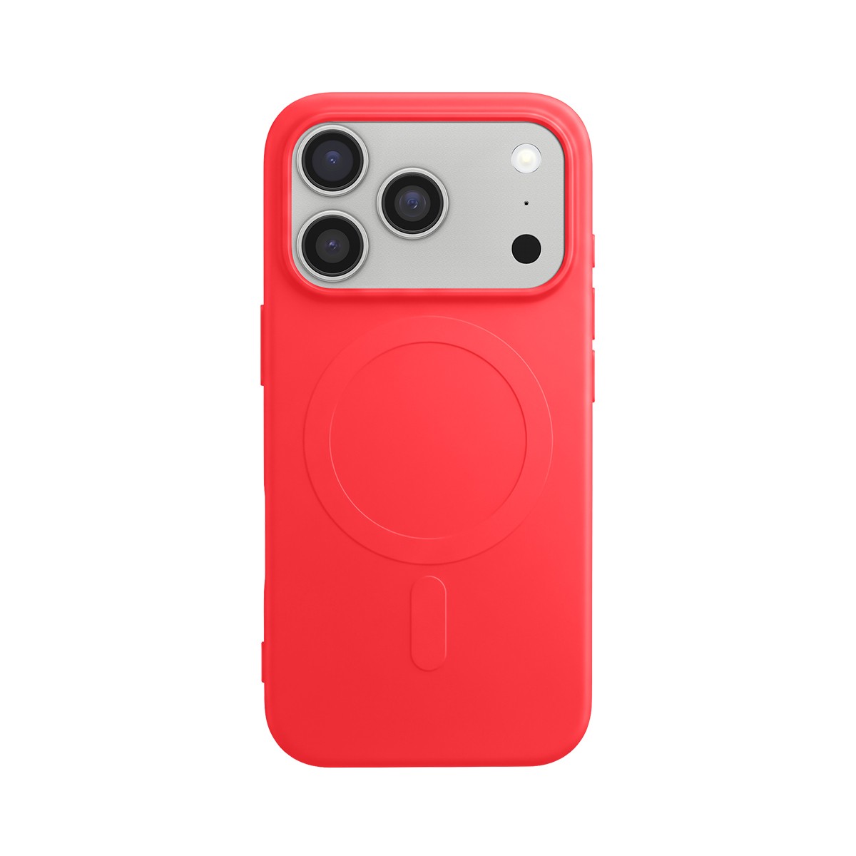 Coque iPhone 17 Pro rouge en silicone souple au fini soft touch