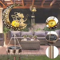 Mond Solarleuchten Solar Windspiel Garten Mond Solarlampen Blumenfee Windspiel
