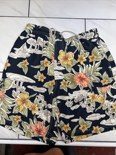 Caribbean Joe Men  s Swim Trunks L Large Tropical Floral Board Shorts Pockets