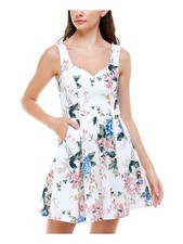 TRIXXI Womens Fit + Flare Mini Dress Beige Sleeveless Party Juniors 9