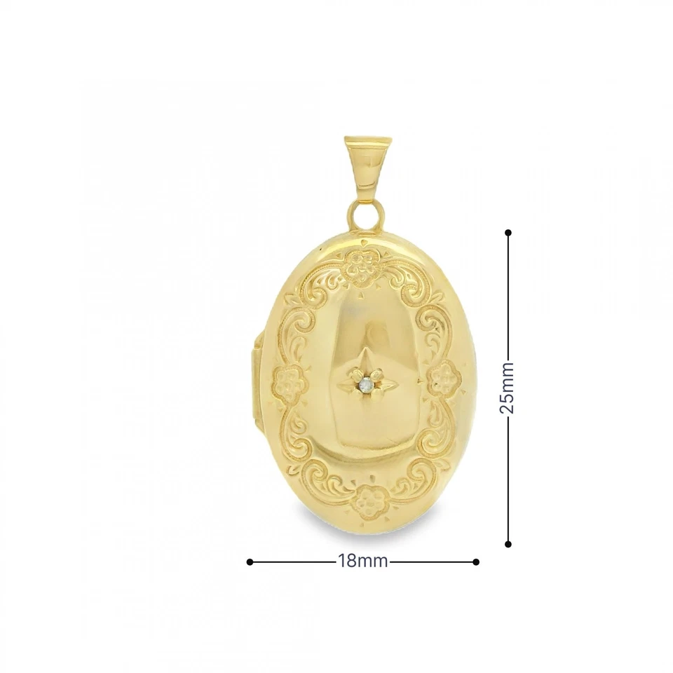 Набор из 9 бриллиантов желтое золото медальон - 18x25x8 мм - 3,1 г - Изображение 2 из 4